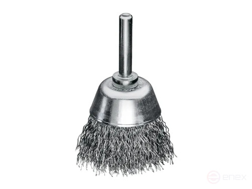 Щетка чашечная гофрированная, Д70 мм, хвостовик 6 мм, нержавеющая гофрированная проволока ROF 0,30 мм
