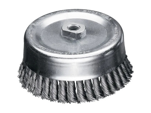 Brush cup harness, D125 mm, 32 harnesses, straight steel wire STH 0.50 mm, M14 fit