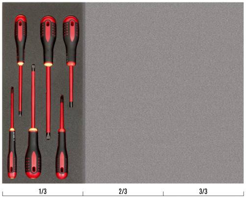 Fit&Go Set of insulated slotted and Phillips screwdrivers in a bed, 6 pcs, 45x181x445 mm