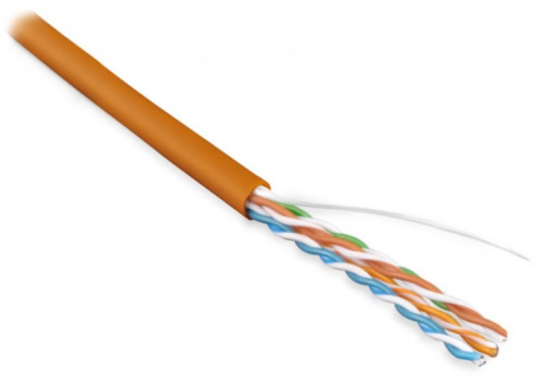 UUTP4-C5E-S24-IN-PVC-OR-100 (100 m) Twisted pair cable, unshielded U/UTP, category 5e, 4 pairs (24 AWG), single core (solid), PVC, -20°C – +75°C, orange - warranty: 15 years component, 25 years system
