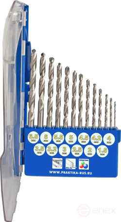 A set of drills for metal PRACTICE "Profi" 13 pcs. 1,5-6,5 + 3,2 , 4.2mm PRO cassette (640-278)