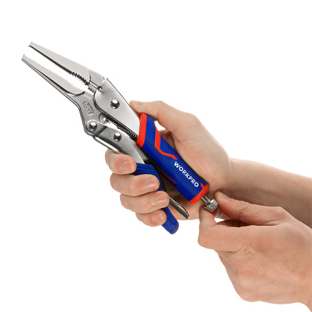 Клещи фиксирующие с длинными носами 230мм проф WP231076 WORKPRO