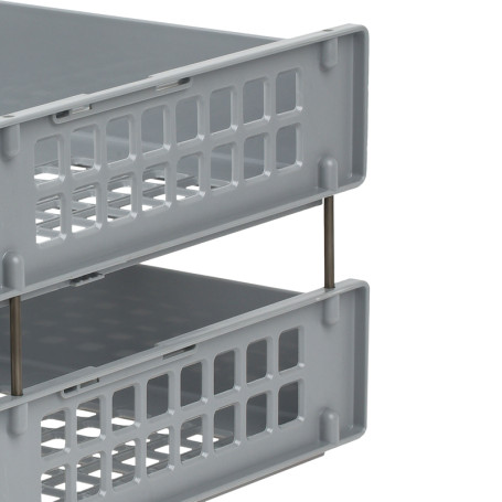 Лоток для бумаг горизонтальный СТАММ "Strong", набор 2шт., на метал. стержнях, серый