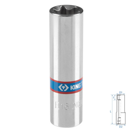Головка торцевая TORX Е-стандарт 3/8", E16, L = 63 мм KING TONY 327516M