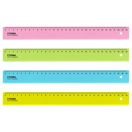 Ruler 30cm STAMM, plastic, transparent, neon colors, assorted