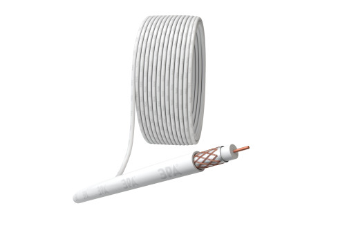 R-64-PVC100 ERA Coaxial Cable RG-6U, 75 Ohm, Cu/(64% Cu braid), PVC, color white, 100 m coil