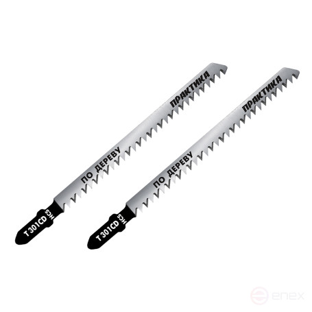 Пилки для лобзика по дереву, ДСП ПРАКТИКА тип T301CD 116 х 90 мм, быстрый рез, HCS (2шт.) (034-571)