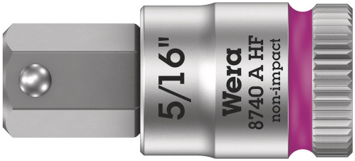 8740 A Hex-Plus HF Zyklop End head with an insert for an internal hexagon, DR 1/4", with the function of fixing fasteners, 5/16" x 28 mm