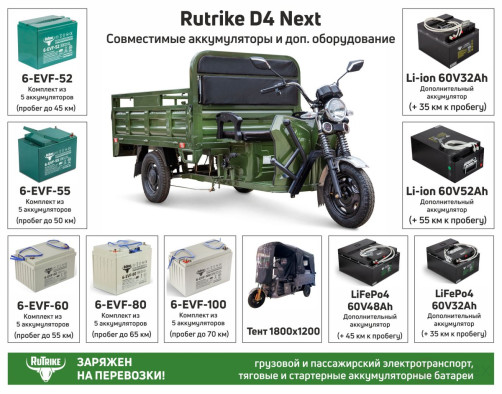 Грузовой электротрицикл Rutrike D4 NEXT 1800 60V1200W, синий