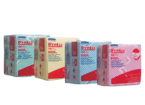 WypAll® X80 Plus Протирочный материал - Сложенные в 1/4 / Красный (8 упаковок x 30 листов)