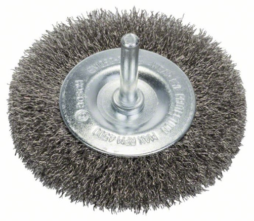 Stainless steel wavy wire disc brush, 80x0.2 mm 80 mm, 0.2 mm, 4 mm