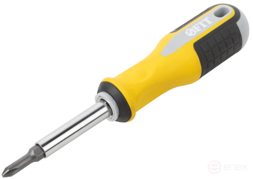 Screwdriver with adjustable stinger "Start", CrV steel, 6-in-1, 115 mm stitch, rubberized handle