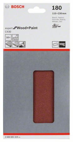 Sanding sheet C430, in a package of 10 pcs. 115 x 230 mm, 180