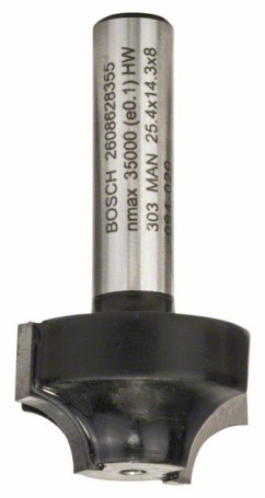 Profile milling cutter E 8 mm, R1 6.3 mm, D 25.4 mm, L 14 mm, G 46 mm