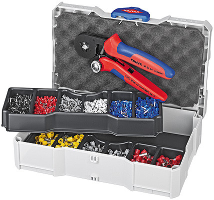 TANOS® Mini-sistainer for cable lugs, complete set: press pliers KN-975304, insulated contact sleeves