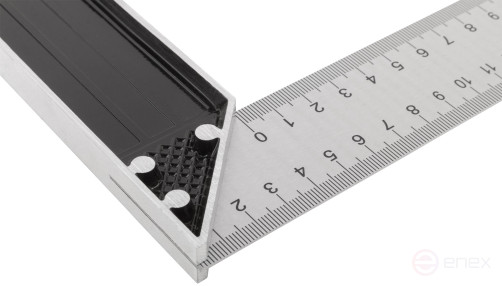 Угольник столярный, рифленая шкала, алюминиевое основание 250 мм