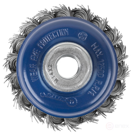 Щетка для УШМ, М14, тип "Чашка", крученая витая проволока 0,5 мм, 75 мм, CUTOP Profi