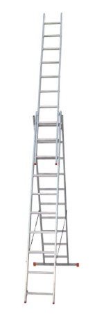 Aluminum 3-section universal ladder with 14 steps. (3x14) Standard
