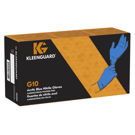 KleenGuard® G10 Нитриловые перчатки Arctic Blue Nitrile - 24см, единый дизайн для обеих рук / Синий /XL (10 упаковок-диспенсеров x 180 шт.)