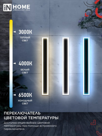 Светильник уличный светодиодный ДБУ MARS90-30AC-ВL 30Вт 3CCT 900x80 IP54 черный IN HOME