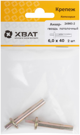 Анкер-гвоздь потолочный 6,0 х 40 (фасовка 2 шт)