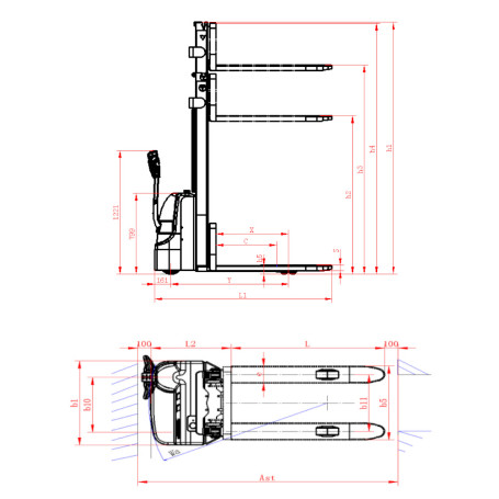 Самоходный штабелер AX 1230H OXLIFT 3000 мм 1200 кг