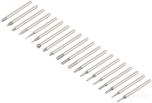 Шарошки, усиленная сталь с алмазным напылением, штифт диам. 3 мм, 20 шт.