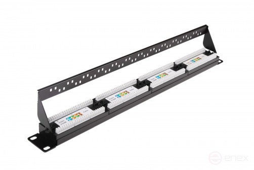 WRline WR-PL-24-C5E-D Patch Panel 19" (1U), 24 RJ-45 ports, Category 5e, Dual IDC, with Rear Cable Organizer, Color Black