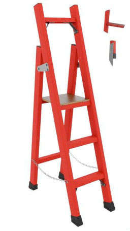 ССД-0,7АТМ с симметричной опорой диэлектрическая стеклопластиковая стремянка Телеком абразивное покрытие ступеней, металлические оконцеватели (Мягкий грунт), h=1490мм, h рабочей площадки=750мм, ступ.3