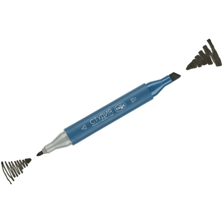 Маркер двусторонний для скетчинга Гамма "Студия", болотный темный, корпус трехгранный, пулевид./клиновид. наконечники