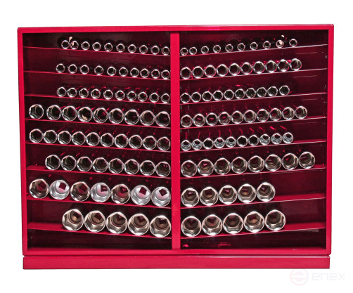 Набор головок торцевых 1/2" 6-ти гранных 10-32мм глубоких в металлическом шкафу 137 предметов JTC