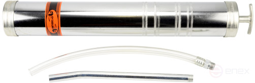 Шприц маслозаливной 1000мл (метал.трубка+шланг) (АвтоDело) 42026