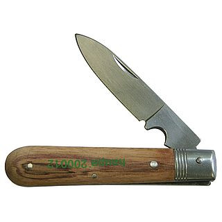 Cable cutting knife, with wooden handle