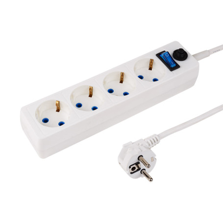 Mains filter ProConnect STANDARD 4 sockets, 3 m, 3x0.75 mm2, s/w + auto plug, white