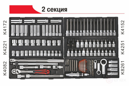 8-section Tool cart (JTC-5641) with 496-piece JTC tool kit