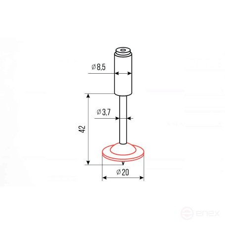 Pyroxylin mounting nails PA42-Q2 (round washer, red, 200 pcs/pack) FEDAST