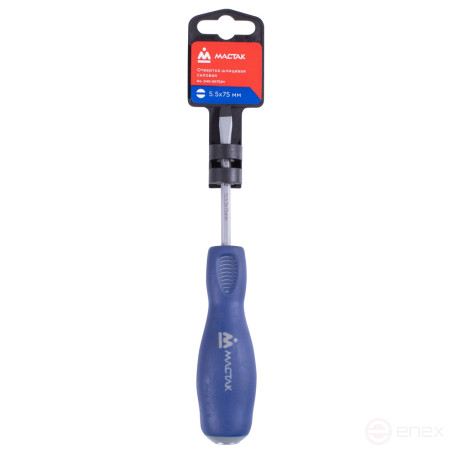 Отвертка шлицевая Slotted 5,5 мм, 75 мм, силовая, держатель МАСТАК 040-55752H