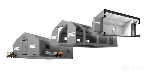 Pneumatic frame modules — garages