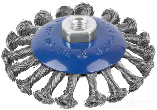 Щетка для УШМ, М14, тип "Тарелка", крученая проволока 0,5 мм, 115 мм, CUTOP Profi