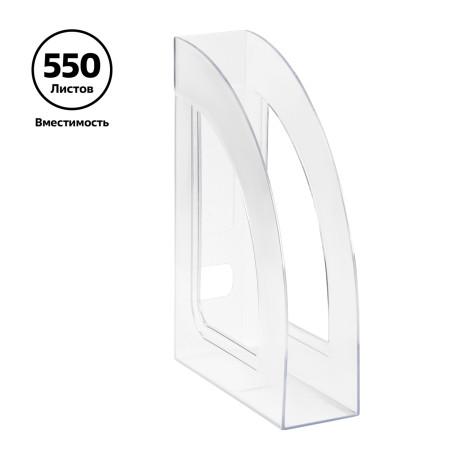 Лоток для бумаг вертикальный СТАММ "Респект", прозрачный, ширина 70мм