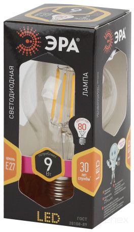 LED Lamp ERA F-LED A60-9W-827-E27 9W Filament Pear Warm White Light E27