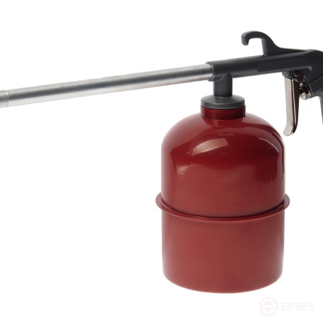 Пистолет для мойки двигателя ER-76005 пневмат. с нижним метал. бачком 900мл (вх отверстие 1/4, сопло 4.5мм., подача 110-160 л/мин., 50PSI ЭВРИКА /1/10