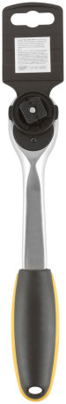 Вороток (трещотка) CrV, черно-желтая прорезиненная ручка, Профи 1/2", 72 зубца