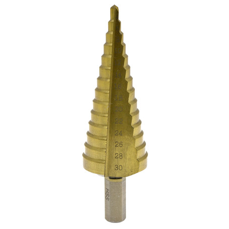 Сверло ступенчатое 4-30мм, HSS, шаг 2мм, ЧЕГЛОК (20/60)