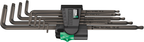 967/9 TX XL 1 TORX® Набор Г-образных ключей, цинковое фосфатирование, удлиненный, с шаром, TX 8 - TX 40, 9 предметов