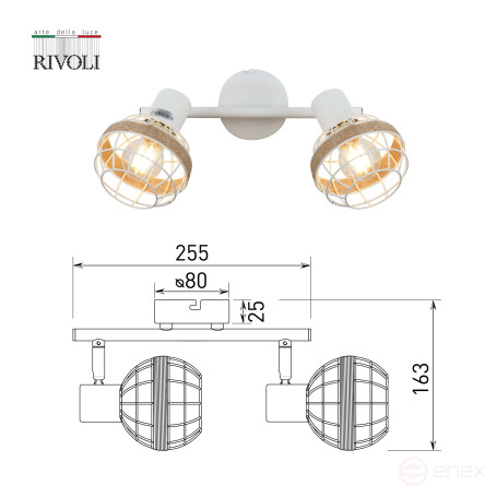 Rivoli Anselma 7034-702 spot wall and ceiling lamp 2 x E14 40 W rotary