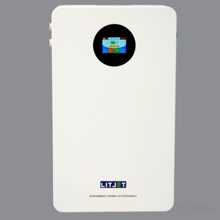 Литиевый аккумулятор тяговый ЛИТДЖЕТ GREEN LiFePO4 25,6V 200Ah 5KWh CAN/RS485, настенный с дисплеем