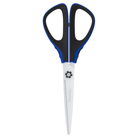 Ножницы Berlingo "Easycut 300", 20 см, синие, мягкие вставки, европодвес