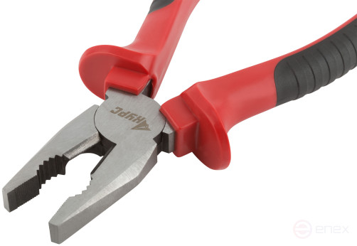 Optima combination pliers, two-tone rubberized handles, 200 mm polished steel