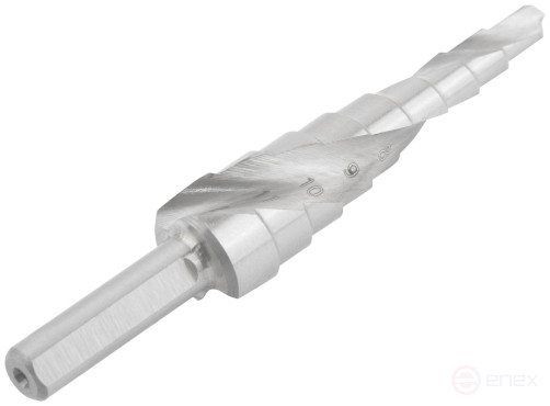 HSS step drill for metal, spiral profile, 9 steps, 4-12 mm